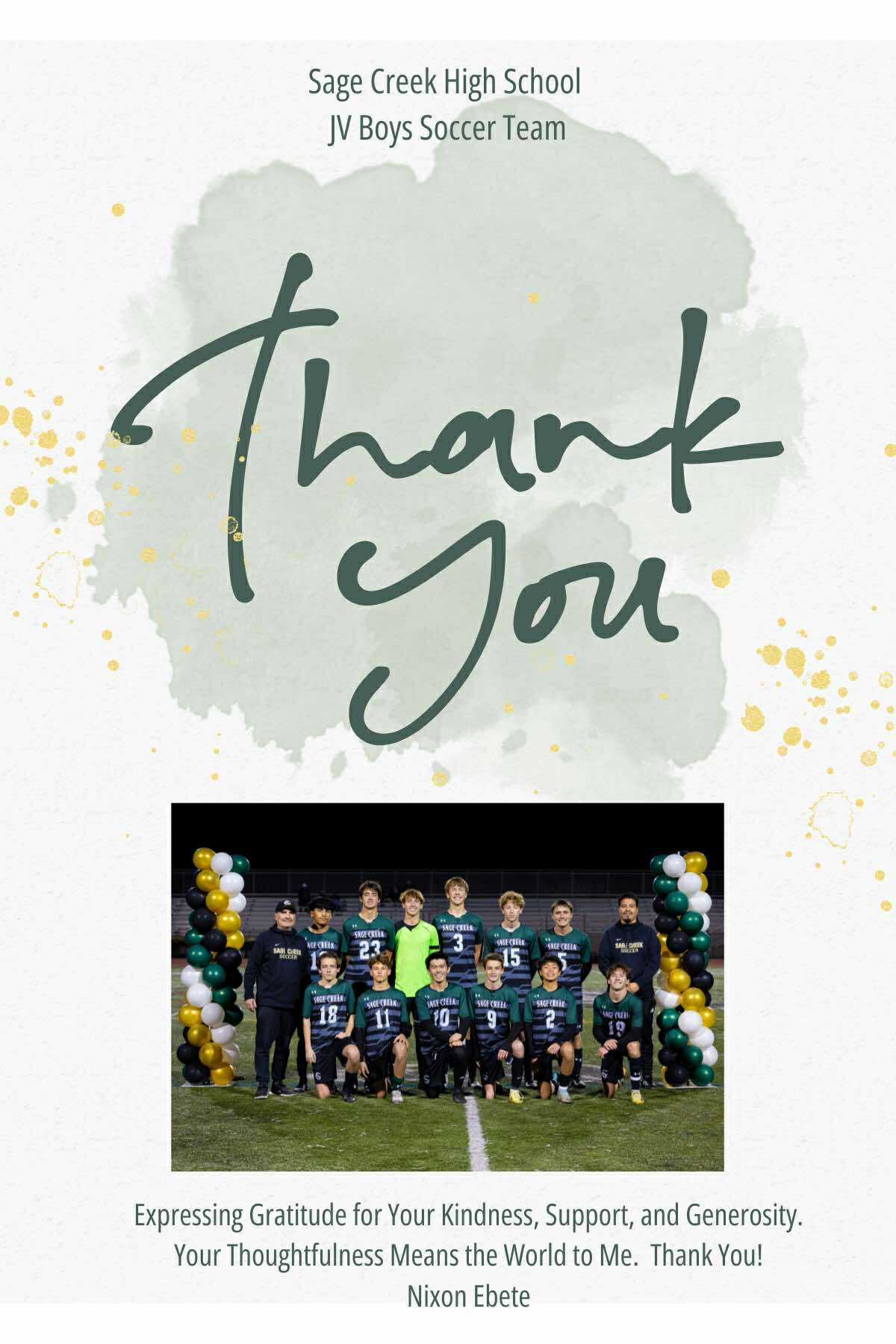 aris elijah pugal foundation sage creek high school jv boys soccer team
